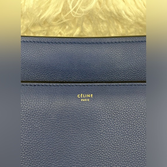 CELINE EDGE MEDIUM TOP HANDLE BAG - PRISTINE CONDITION - BLUE LEATHER - Picture 11 of 11